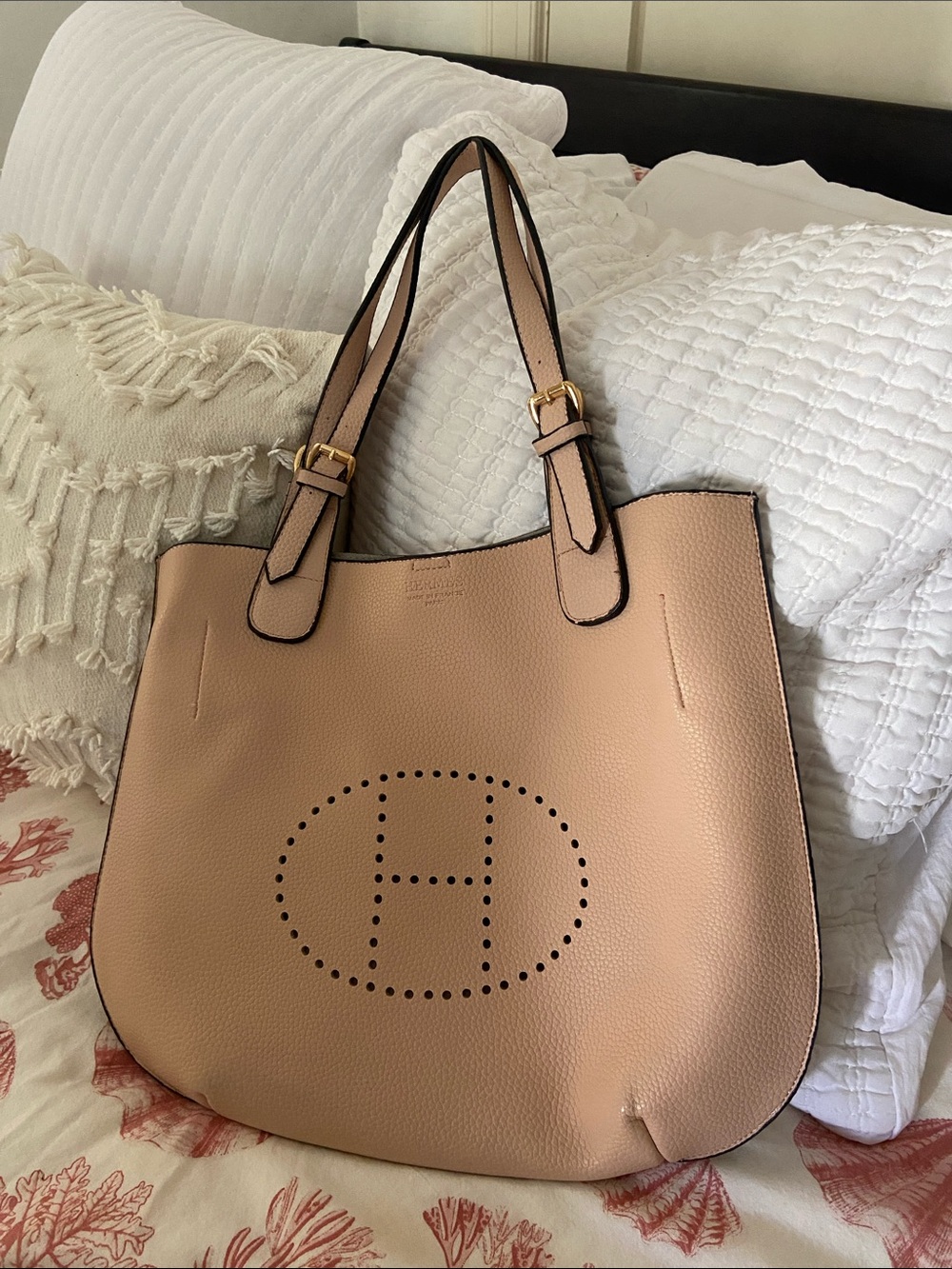 Classic Perforated Tote Bag in Blush Pink